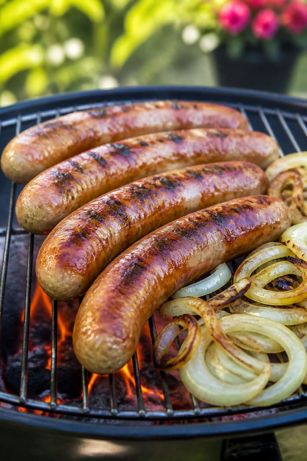 Bratwurst mit gerösteten Zwiebeln